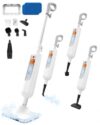 AUKACI F2OR Steam Mop,12-in-1 Handheld Steam Cleaner,Powerful Detachable Steam Mop for Floor Cleaning,360ML Tank,15FT Power Cable,Scrubbing Steam Cleaner for Home,Hardwood,Tile,Grout,Furniture-Orange