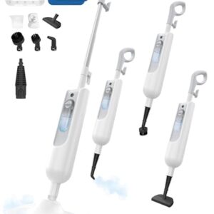 AUKACI F2 Steam Mop,12-in-1 Handheld Steam Cleaner,Powerful Detachable Steam Mop for Floor Cleaning,360ML Tank,15FT Power Cable,Scrubbing Steam Cleaner for Home,Hardwood,Tile,Grout,Furniture-White