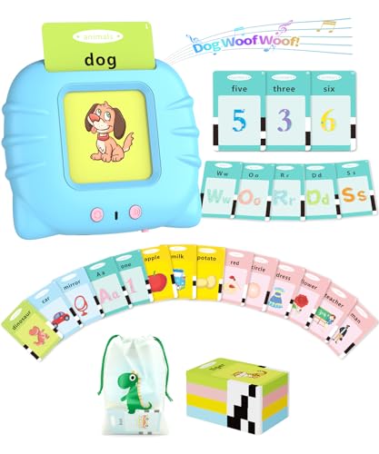 Aullsaty Talking Flash Cards for Toddlers 1-5 Years Old, Upgraded 536 Sight Words with 6 Songs Montessori Autism Sensory Toys, Educational Learning Speech Therapy Birthday Gifts for Boys Girls (Blue)