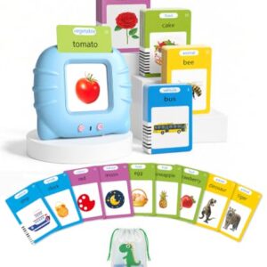Aullsaty Talking Flash Cards for Toddlers Ages 1-3, 224 Words Montessori Speech Therapy Toys, Autism Sensory Toy, Educational Learning Speech Therapy Birthday Gifts for Boys Girls (Blue)
