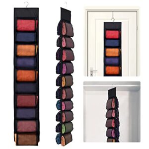 Aulock 2 Pack Legging Storage Organizer, Hanging Closet Organizer System, Black Clothes Closets Holder with 20 Roll Independent Compartments for Yoga T-Shirts Bras Socks Pants Tank Top Towel