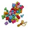 Aumotop 51Pcs Alphabet Lacing Beads Set Premium Glossy Wooden Beads for Kids Learning Hand Eye Coordination Activities