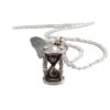 Aurexil 925 sterling silver hourglass necklace. medieval time piece pendant. 3d sand glass timer clock charm. unique history teacher gift | with 18 inch chain |silver plated |TMP_02643