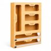 AurexPeak Bamboo Kitchen Drawer Organizer - Storage Bag Holder, Foil & Wrap Dispenser with Cutter for Gallon Quart Sandwich Snack Bags, Wall Mount Cabinet, Eco-Friendly Sustainable