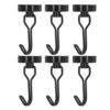 Aurikall 180 Degree Rotating Swing Hangers - 6 Piece Magnetic Hook Set with 15 kg Load Capacity, Black Magnetic Finish for Organization and Storage for Metal Surfaces - No Drilling (Black)