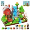 Aurname 100PCS Magnetic Blocks Forest World Set - Build Mine Red House Waterfall Scene with Magnetic Cubes, STEM Educational Toys for Toddlers 3+, Creative Magnet Tiles Gifts for Boys & Girls