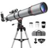 Aurosports Telescope for Adults High Powered - 90mm Aperture 800mm Portable Refractor Telescope for Adults Astronomy Beginners & Kids with Tripod Phone Adapter Carrying Bag