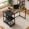 auruge 40“ x 20” Vintage-Style Wood-Finish Desk with Side Shelves