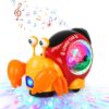 AUTOKAKUM Electronic Luminous Crab Toy, Cute Crab Toys for Toddler Crawling Toy with Music and Light Interactive Sensory Toys for Birthday Gifts