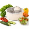 Automatic Electric Salad Spinner, Multifunctional Fruit and Veggie Washer Spinner Bowl with Non-Slip Base Ruit (Beige)