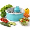 Automatic Electric Salad Spinner, Multifunctional Fruit and Veggie Washer Spinner Bowl with Non-Slip Base Ruit (Blue)