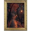 Autumnal Street Black Framed Poster for home decor with clean outline style