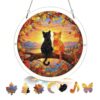 Autumn Cats Acrylic Puzzle Sun Catcher, 83 Pieces DIY Decor