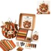 Autumn Highland Cow Pumpkin 3D Fabric DIY Kit,Handmade Cow Fabric Animal Decoration Sewing Craft Project for Adults, Fall Highland Cows Wall Hanging, Farmhouse Thanksgiving Decoration Gift