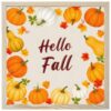 Autumn Seasonal Diamond Painting Kits for Adults Beginners 12x12 Inch, Vintage Hello Fall Text Pumpkins 5D Full Round Drill DIY Diamond Art Kit with Wooden Frame for Women Home Wall Decor Gift