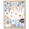 Autumn Seasonal Diamond Painting Kits for Adults Beginners 12x20 Inch, Rustic Pumpkins Hanging Leaves 5D Full Round Drill DIY Diamond Art Kit with Wooden Frame for Women Home Wall Decor Gift