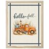 Autumn Seasonal Diamond Painting Kits for Adults Beginners 16x20 Inch, Vintage Orange Truck White Pumpkin Coastal 5D Full Round Drill DIY Diamond Art Kit with Wooden Frame for Home Wall Decor Gift