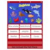 AUVCAS Felt Board for Wall – Classroom & Homeschool Pocket Chart, Flannel Board with 5 Clear Pockets & 4 Metal Grommets,Includes 15 Dry Erase Sentence Strips & 54 Adhesive Dots,37.5" x 27.8"