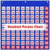 AUVCAS Hundreds Pocket Chart with 100 Pockets – Number Pocket Chart for Classroom & Home, 1-100 Counting Math Manipulatives for Kids, with​ 110 Double-Sided Cards (Wall-Mounted), Blue