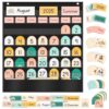 AUVCAS Rainbow Calendar Pocket Chart with 90 Cards for Classroom - Weather Pocket Chart for Home Preschool & Elementary Teachers Supplies,Daily & Monthly Learning for Kids,23.5" x 20"