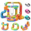 Auyoolin Electric Train Set,3D Infinity Flexible Tracks with Anti-Gravity 3 Cars for Kids Ages 3-8,DIY Race Track Block Building Toys,93pcs STEM Toy Train Birthday Gifts for Boys and Girls