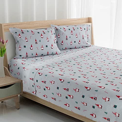 Avanti Linens - Queen Flannel Sheets, 4-Piece Set Including Pillowcases & Sheets, Soft & Cozy Home Decor (Gnome Sweet Gnome Collection, Queen)