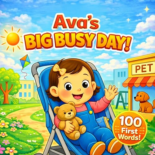 Ava’s Big Busy Day: 100 First Words: A Personalized Daily Routine Story for Toddlers | A Sweet and Encouraging Book for Little Girls (Three Hearts Personalized Baby Name Books (Ava) 7)