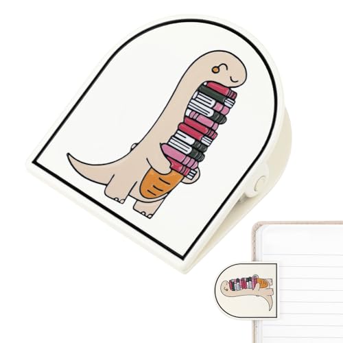 AVECMOI Cute Dinosaur Metal Journal Clip, Heavy Duty Page Holder to Keep Books Flat & Windproof, Aesthetic Travelers Notebook Accessories, Stationery Gift for Book Lover, Planner & Sketchbook