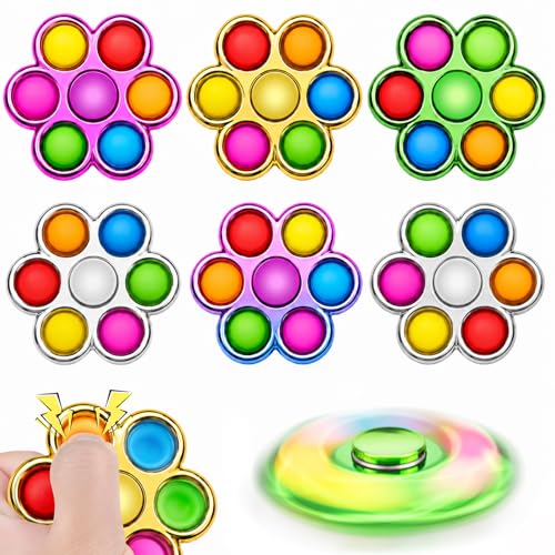 Aveloki Fidget Spinner 6 Pack Pop,Fidget Spinners for Kids & Adults,Fidget Toys Adults Stress Relief,Sensory Toys for Kids with Autism ADHD Toys