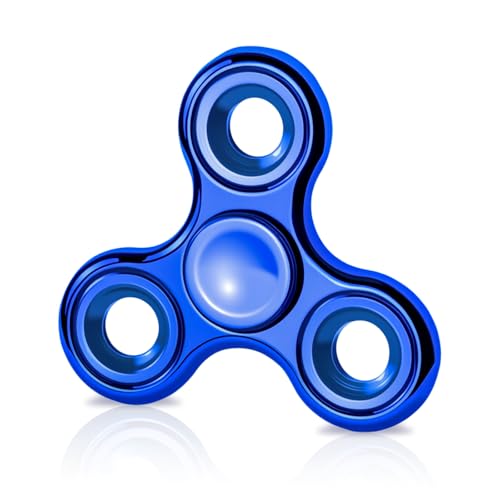 Aveloki Fidget Toys Adults,Electroplated Metal Fidget Spinner Stress Reducer,High Speed 3-5 Min Quite Spins,Fidgets for Adults & Teens & Kids Age 6+(Blue)