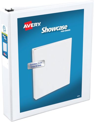 Avery Economy Showcase View 3 Ring Binder, 1.5" Slant Rings, 375-Sheet Capacity, 2.1 Inch Wide Spine, Great for Home, School Supplies, Office, or Organization Needs, 1 White Binder (Pack of 12)