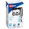 Avery Marks A Lot Dry Erase Markers, Low Odor, Chisel Tip, 12 Black Whiteboard Markers for Classroom and School Supplies, Office Supplies, and More (24408)