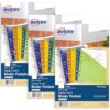 Avery Mini Binder Pockets for 3 Ring Binders and 7 Ring Binders, Assorted Colors, for 5.5" x 8.5" Documents, Acid-Free and Archival-Safe, 15 Binder Folders Total (3-Pack of 24467)