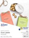 Avery Printable Blank Oval Labels, 1.5" x 2.5", Glossy Crystal Clear, 180 Customizable Labels (22854) (Pack of 5)