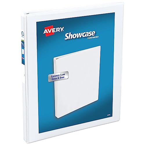 Avery Showcase Standard View 3 Ring Binder, 0.5" Slant Rings, 135-Sheet Capacity, 0.7 Inch Wide Spine, 1 White Binder, Ideal for Lightweight Organization and Occasional Referencing (19551)