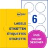 Avery Zweckform P4871-50 Name Labels (300 Name Stickers Round, Diameter 80 mm on A4, Self-Adhesive, Printable Textile Labels Made of Acetate Silk for Laser Printers, Removable Without Residue), 50