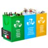 Avilia Set of 3 Washable Recycling Bags – Coloured Garbage Bags Kit for Glass, Paper, with Handles, PVC Self-Supporting 49.5 x 19.5/22/25 x 35 cm, Green, Yellow and Blue, Made in Italy