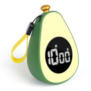 Avocado Digital Countdown Timer, Cute Kitchen Gadget, Adjustable Volume Timer for Cooking and Baking, One-Button Design, 99-Minute, Use AAA Battery, Portable Digital Timer, Home Kitchen Tool