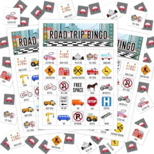 AWDSTN Road Trip Bingo Cards Game, Bingo Game for Adults Family, Car Bingo Game for Travel, Travel Games Party Supplies Favor Decoration Bingo Decorations, 24 Players Bingo Games -02