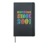 AWESOME SINCE 2001 Teacher 25th Birthday Boy Girl Bruh BFF Hardcover Journal, Black