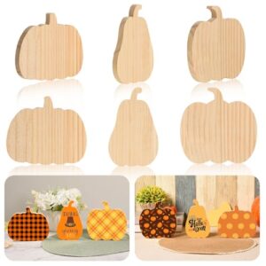 AWIZOM 6 Pcs Fall Pumpkin Wooden Cutout Unfinished Thanksgiving Table Sign