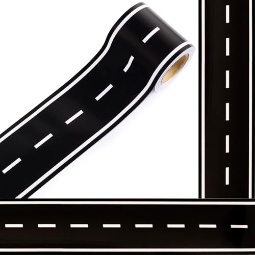 AWIZOM 99 Feet Road Bulletin Board Border Black Car Track Road Straight Border Trim Race Track Classroom Decorations for Homeschool Back to School Racing Theme Birthday Party Decor,3 Rolls