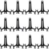 AwnsIMfreien 12Pcs Plate Stand, 4 inch Black Plastic Easels Plate Display Stands Modern Photo Holder Picture Frame Book Stand for Birthdays, Home Decoration, Tables