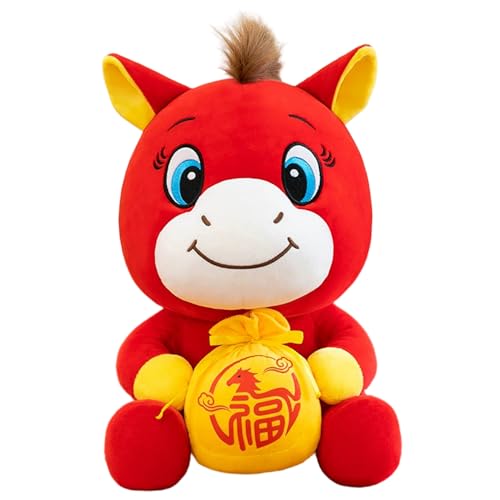 AwnsIMfreien Stuffed Horse, Year of The Horse 2026 Plush Stuffed Animal Toy Chinese New Year Decorations 9.8 Inch Cute Mascot Figurine for Home Decor Indoor Outdoor, of The 2026