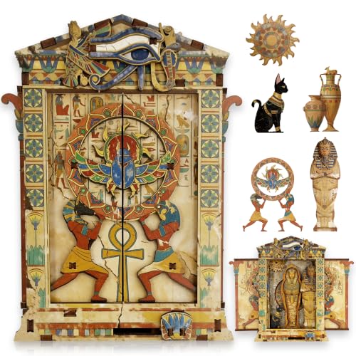 Awwwvora 3D Wooden Puzzle Egyptian Mummy Temple, Mini Mechanical Fridge Magnet & Desk Decor, Easy Assembly DIY Craft Kit for Teens & Adults Age 14+, Ancient Egypt Gift & Room Aesthetics