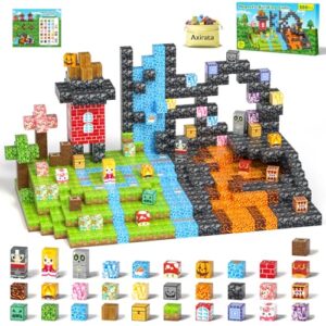 Axirata 208 PCS Magn-etic Building Blocks, Magn-etic Block Building Cubes Set for Kids Toddlers Ages 3+, STEM Sensory Toys Mag-net Tiles Birthday Gifts for Boys and Girls Age 3 4 5 6 7 8 9 10 11 12+