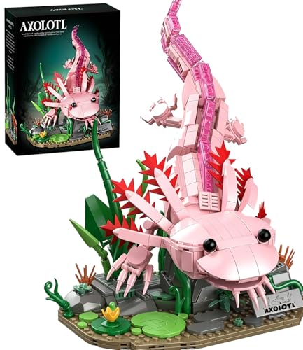 Axolotl Building Set, Compatible with LEGO Animals, Marine Animal Building Kit with Movable Joints & Display Base, Building Toys Desk Decor, Creative Gift for Girls Kids Boys 8+ (998 PCS)