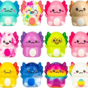 Axolotl Slow Squishy Toys, Cute Stress Relief Fidget Squishies for Kids & Adults, Soft Sensory Foam Animals for Birthday Party Favors, Classroom Prizes（12PCS）