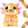 Axolotls Squishies Fidget Stress Ball,Cute Sitting Squishies Axolotls Toy,Stress Ball Squeeze Toys for Stress Relief,Stretchy Squeeze Toys for Birthday Party Gift(Orange)