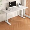 AXVZQLPM Manual Height Adjustable White Standing Desk with Hand Crank, Sit-Stand Computer Desk with Thick Desktop and Steel Frame for Home Office (B,39.4×23.6in)